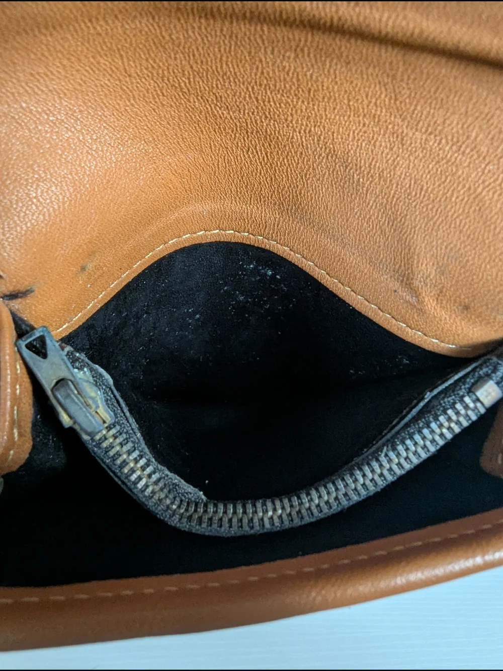 Coach Tan Leather Wallet with Gold Chain